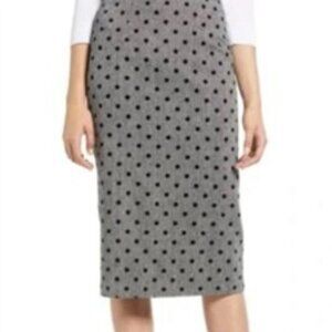 straight fitted pencil skirt with polka dots grey & black SZ small Premis Studio